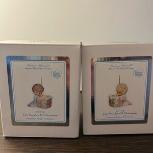 Precious Moments The Wonder of Christmas Ornaments set of 2 rare